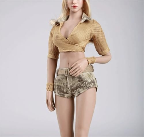 OPQRSTUVW 1/6 Maßstab weiblicher Soldat Modell Figur Puppe Kleidung Kurzarm Mesh Shirt Shorts für 30,5 cm bewegliche Puppen Miniaturen Zubehör (schwarz) von OPQRSTUVW