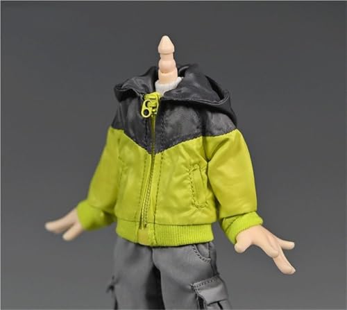 OPQRSTUVW 1:12 Maßstab männlich/weiblicher Soldat Modell Figur Puppe Kleidung Outdoor Kapuze Windbreaker Jacke für 15,2 cm bewegliche Puppe Actionfigur Zubehör (grün) von OPQRSTUVW