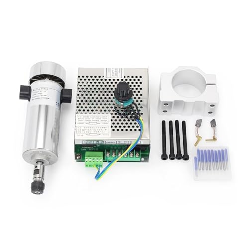 CNC-Spindelmotor-Kit, 800 W ER11 CNC DC luftkühlter Spindelmotor-Satz 52 mm 20000 U/min + Drehzahlregler mit Netzteil für CNC-Fräsmaschine von OPSREY