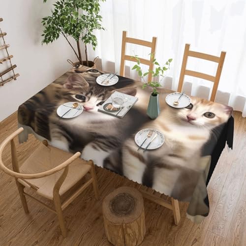 OPSREY Tischdecke mit Katzenmotiv, rechteckig, wasserdicht, knitterfrei, Tischdecke für Küche, Party, Picknick, Heimdekoration, 137 x 183 cm von OPSREY