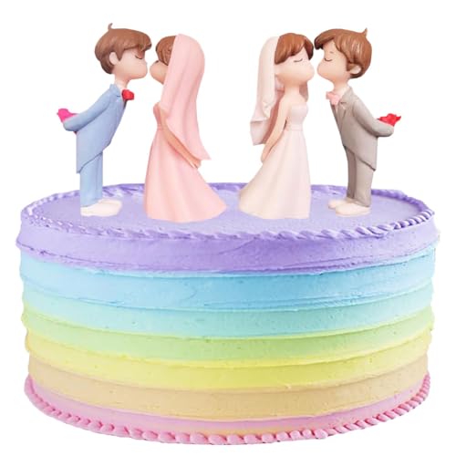 2 Paar Dekofigur Hochzeitspaar Wedding,Tortenfigur Hochzeitstorte Braut Bräutigam Figuren Kuchen Dekorationen Brautpaar Figuren Tortenfigur Hochzeit Lustige Brautpaar Figuren Wedding Couple Dekoration von OPVXZAD