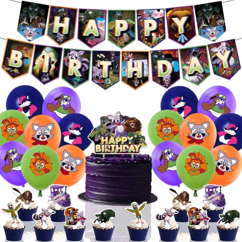 30 Stück Indigo Geburtstag Deko Set Indigo Tier Luftballons Geburtstag Party Deko mit Cake Topper Banner Happy Birthday Kuchen Topper für Kinder Geburtstag Party Deko von OPVXZAD