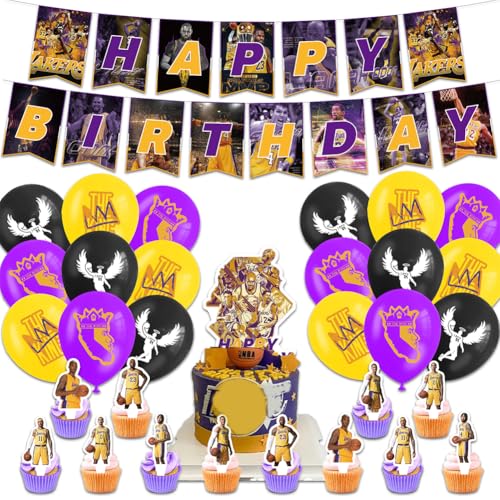 34PCS Basketball Party Dekorationen,Basketball Star Luftballons Happy Birthday Banner Sport Thema Geburtstags Cake Topper Basketball-Geburtstagsparty Zubehör für Jungen und Basketballfans von OPVXZAD