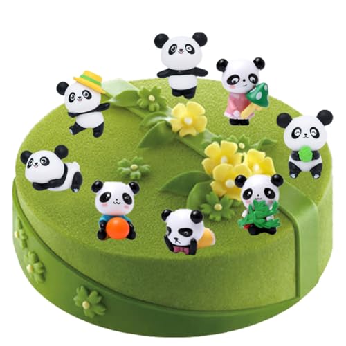 Mini Panda Figuren,8pcs Niedliche Panda Figuren Set,Panda Dekoration,Mini Panda Ornamente, Panda Kuchendeckel,Ornamente Für Kinderfeste, Kuchen, Zuhause,Panda Geschen（Panda voller Vitalität von OPVXZAD