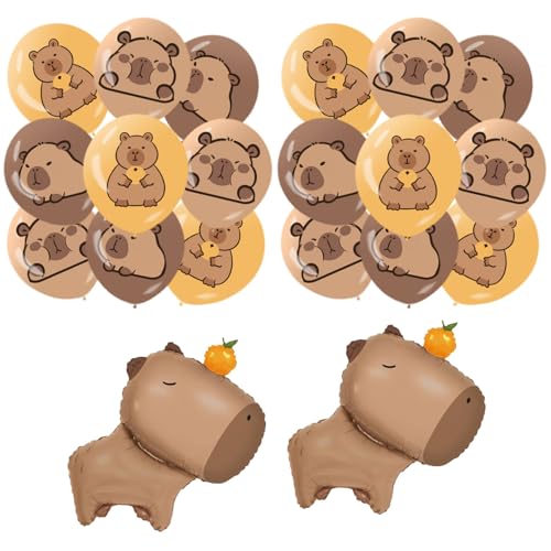 OPVXZAD 20Pcs Capybara Folienballons Capybara Geburtstag Luftballons Capybara Party Ballons Cartoon Animal Balloon Set für Kinder Geburtstag Party Dekoration von OPVXZAD