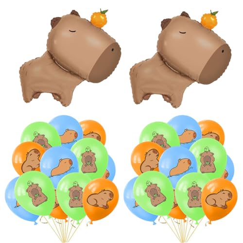 OPVXZAD 32pcs Capybara Ballons Set Capybara Party Ballons Capybara Aluminium Folienballons Capybara Luftballons,Luftballon Tiere Ballons für Geburtstag Baby Shower Capybara Party Dekorationen von OPVXZAD