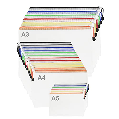 ORACHA Reißverschluss-Brieftaschen, A3/A4/A5 Dokumentenmappe, Kunststoff, extra dick, mit Reißverschluss, für Büro, 24 Schule, 24 Stück von ORACHA