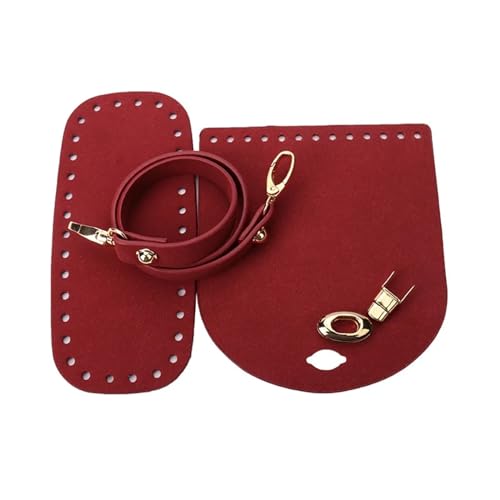 ORBIBA DIY Ledertaschen Bausatz 8 Farben 4 Teile/Satz Künstliche Leder Schulter Tasche Boden Strap Ersatz for DIY Stricken Häkeln Handtasche Nähen Zubehör (Color : Red) von ORBIBA