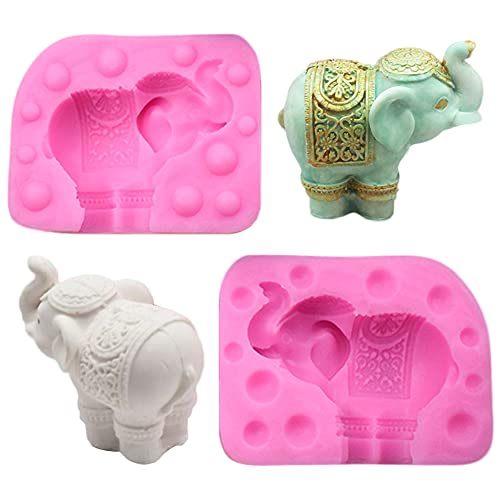 3D-Elefanten-Silikonform, Elefanten-Fondantform, 3D-Elefanten-Modellierform für Schokolade, Süßigkeiten, Gelee, Kerze, Seife (Pink) von OREN