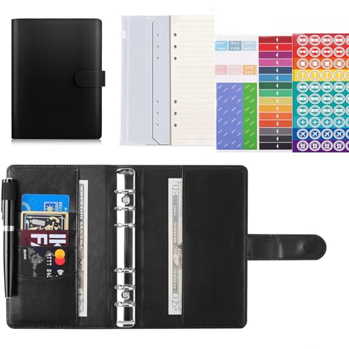 ORFCP A5 Binder, A5 Ringbuch Kunstleder, Ringbuch A5 Nachfüllbar, Budget Binder A5, Notizbuch A5 Mit Bindertaschen, A5 Binder Für Büro Schule Schulnotizen Und Reisetagebücher von ORFCP