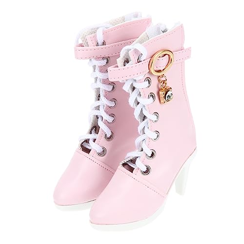 1 Paar Puppe High Heels Kinder fersen Schuhspielzeug Miniatur Puppe hoch Puppen Kleidung Puppen Klamotten fersensporn Spitzenschuhe Puppenzubehör Miniatur Stiefel Baumwollseil Rosa ORFOFE von ORFOFE