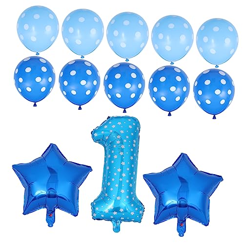 ORFOFE 1 Satz Ballondekoration Partyballons Konfetti Geburtstagsballons Babyanzüge Für Jungen Partyzubehör Für Den 1. Geburtstag Ballon Nummer Eins Geburtstagsfeier Blue ， von ORFOFE