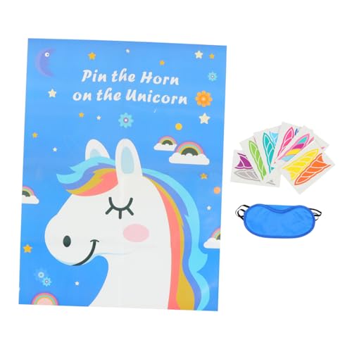 ORFOFE 1 Satz Einhorn-Paste-Tour Pin das Horn auf die Spiele für Geburtstagsfeiern Kinder bastelset basteln für Kinder Pin das Horn auf Einhorn-Partyspiel Kinder-Einhorn-Partyspiel Papier von ORFOFE