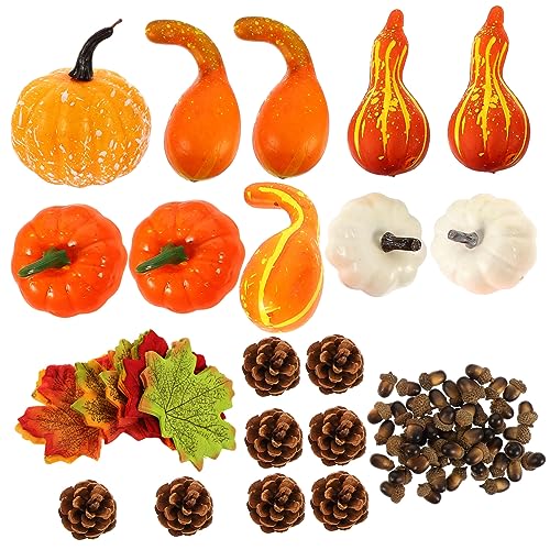 ORFOFE 1 Satz herbstdeko Halloween Dekoration Dekorationsartikel Pumpkin Decor Tischdekoration Pine Cones Partydekorationen für den Herbst schäumt Kürbisse künstliche Ahornblätter Schaum von ORFOFE