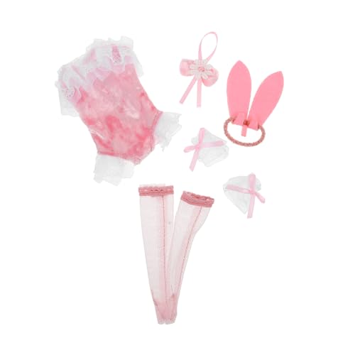 ORFOFE 1 Set Puppe Kostüm Kleidung Puppe Kleidung Und Zubehör Puppe Bunny Outfit Kleidung Kopfbedeckung Spitze Socke Hülse Halskette von ORFOFE