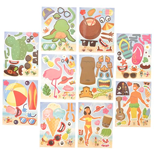 ORFOFE 10 Blatt Hawaii-Aufkleber Strandabziehbilder Kühlschrank Aufkleber Hawaii-Dekor Scrapbooking-Sticker Hawaii Party Dekoration Gitarren-Aufkleber Aufkleber für Flaschen Kupferplatte von ORFOFE