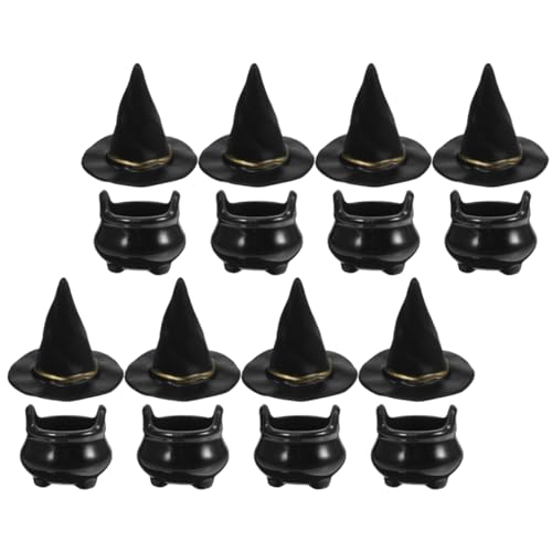 ORFOFE 10 Sätze Halloween-Hexenhut Mini-Süßigkeitenkessel Miniatur schwarzer Kessel Gläser the hallow halloween mitgebsel kleine Hüte für Puppen Halloween-Kessel-Miniaturen Plastik Black von ORFOFE