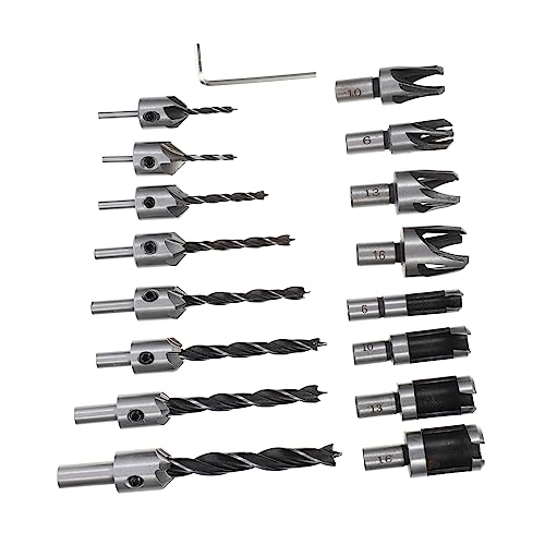 ORFOFE 16 Teiliges Holzarbeiten Senkbohrer Und Holzstopfen Set HSS Stahl Verschiedene Durchmesser 8+1+3mm Für Präzise Bohrungen Und Perfekte Holzverbindungen von ORFOFE