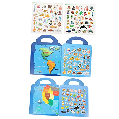 ORFOFE 2 Karten-Sticker-Buch Buchaufkleber selber Machen amerikanische Aufkleber kinderkram Buch Kinder bastelset Karte des amerikanischen Stickerbuchs Aufkleber für Kinderszenen PVC von ORFOFE