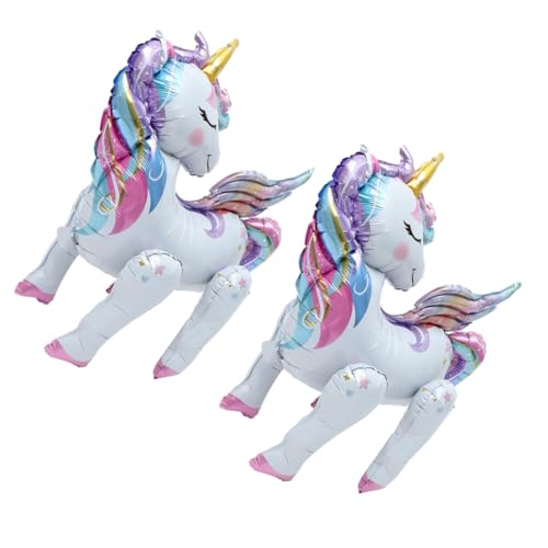 ORFOFE 2 Stück Einhorn Folienballons Aufblasbare Party Dekoration Für Kindergeburtstag Shower Und Mottopartys Bunte Einhorn Ballon Accessoires Für Unvergessliche Feiern von ORFOFE