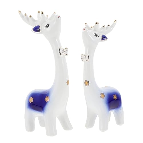 ORFOFE 2St Hirsche dekorative Ornamente Animal Figures Cute Decor Exquisite Tier-Desktop-Dekoration tierische Sammelfigur Mini Desktop-Hirschdekor Tischdekoration in Tierform Keramik Blue von ORFOFE