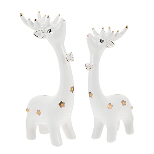 ORFOFE 2St Hirsche dekorative Ornamente Schreibtischdekoration decoraciones para sala de casa Mini Weiße Keramik Hirschfigur Tierische Dekoration für den Desktop Tierdekor aus Keramik von ORFOFE