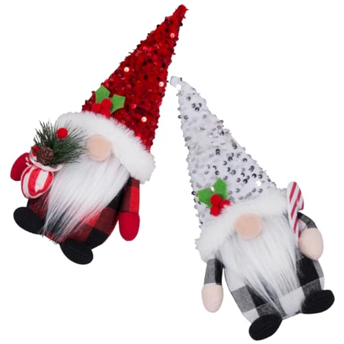 ORFOFE 2st Ausgestopfte Zwerge Tischzwergpuppe Dekoration Weihnachtsplüschzwerg Weihnachtsbaum Weihnachtskissen Niedliches Gnomendekor Animiert Plüschornament Gnom Plüschpuppe Mini Stoff von ORFOFE