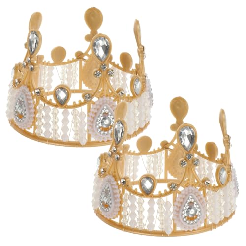 ORFOFE 2st Kuchen Krone Kleiner Kronenschmuck Kuchenkronendekoration Partykronenverzierung Perlen Tiara Zur Tortendekoration Kuchendeckel Kuchenkronenverzierung Babykrone Golden Acryl von ORFOFE