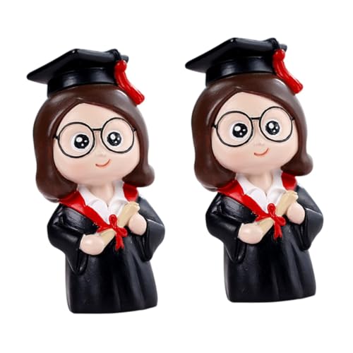 ORFOFE 2st Kuchendekoration Backen Miniaturpuppen Zubehör Für Abschlussfeiern Cupcake-topper Der Klasse 2023 Grad Dekorationen Abschluss-cupcake-dekoration Mini- Mini-puppen Harz von ORFOFE