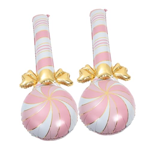 ORFOFE 2st Zuckerstangenballons Runder Lutscherballon Aufblasbare Feiertagsdekorationen Weihnachtsballon Zuckerstangen-dekorationen Hochzeitsballon -dusche-ballon Aluminiumfolie Rosa von ORFOFE