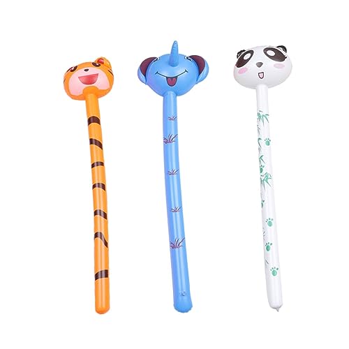 ORFOFE Bezauberndes Aufblasbares Tierspielzeug Für Kinder 3-teiliges Pvc-spielzeug-stabset Inklusive Tiger Panda Elefant Zum Spielen von ORFOFE