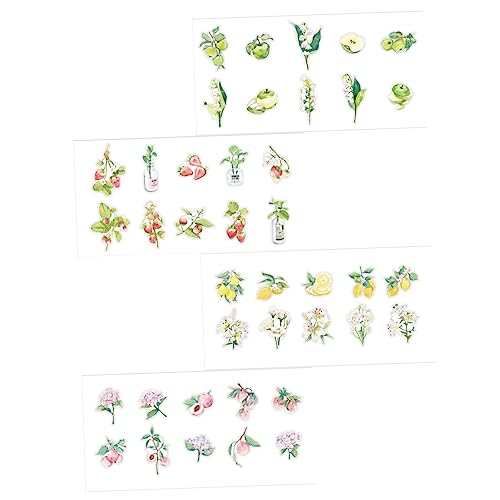 ORFOFE 4 Sätze Heißprägeaufkleber transparente Pflanzenaufkleber für Haustiere Pflanzendekorationen Scrapbooking Sticker Scrapbook Stickers Scrapbook-Aufkleber Blumenfruchtserienaufkleber von ORFOFE