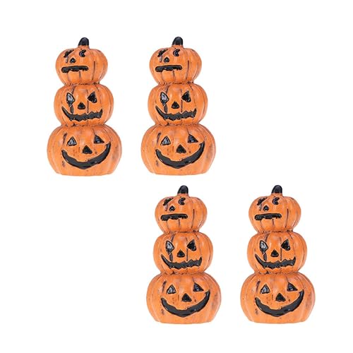 ORFOFE 4 Stück Harz-Kürbis-Ornament Halloween-Kürbisfiguren Halloween-Schmuck Halloween Dekoration Halloween-Dekoration simulierte Kürbisverzierung kleine Kürbisdekoration Orange von ORFOFE