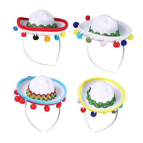 ORFOFE 4 Stück Sombrero Hut Für Kinder Mexikanisches Stirnband Kinder Stirnbänder Cinco De Mayo Fiesta Stirnband Festlicher Strohhut Stirnband Für Kinder Mexiko-hut Mexikanischer Hut von ORFOFE