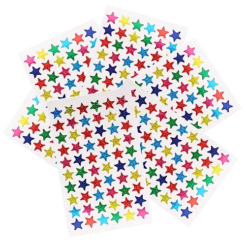 ORFOFE 6 Blätter Pentagramm-Aufkleber Stickers for stickbilder für Kinder farbige Aufkleber farbige Etiketten Glitzer-Belohnungsaufkleber Belohnungsaufkleber für Kinder Papier von ORFOFE