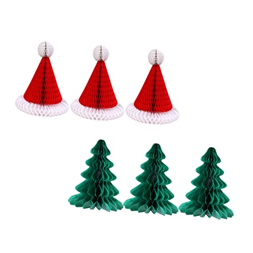 ORFOFE 6 Stück Weihnachtsdekoration Wabenpapier Weihnachtsmützen Baumschmuck Festliche Desktop Dekoration Für Weihnachten Ideal Für Kreative Bastelprojekte Und Festliche von ORFOFE