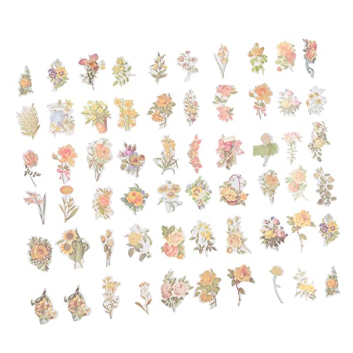 ORFOFE 60St Aufkleber Blumendekoration Buchstabendekor Etikett Vintage-Dekor Blumen- Scrapbooking Sticker Scrapbook Stickers Vintage Sticker Scrapbook-Sticker selber Machen Papier Yellow von ORFOFE