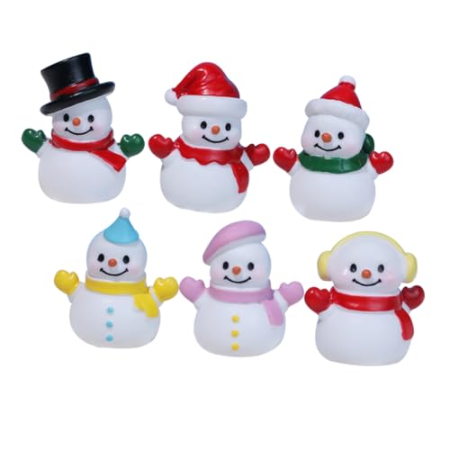 ORFOFE 6St Schneemannfiguren Miniaturfiguren Schneemann Kuchen Topper Puppenhaus-Schneemann-Figuren winterdeko Cute Decoration sammlerstücke Miniatur-Schneemann Schneemann Miniaturen Harz von ORFOFE