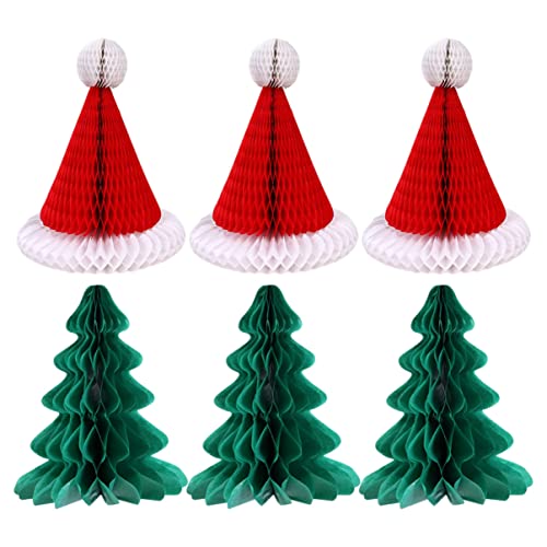 ORFOFE 6er Set Weihnachtsdekoration Honeycomb Weihnachtsmützen Und Weihnachtsbaum Ornamente Festliche Deko Für Weihnachtsfeiern Pendel Für Stimmungsvolle von ORFOFE