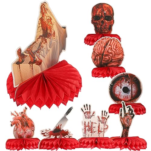 ORFOFE 8st Halloween-wabenschmuck Blutige Tafelaufsätze Halloween Blutige Tischdekoration Horror-tischschild Blutige Dekore Halloween-bommel Waben-tischdekoration Wabendekore Papier von ORFOFE