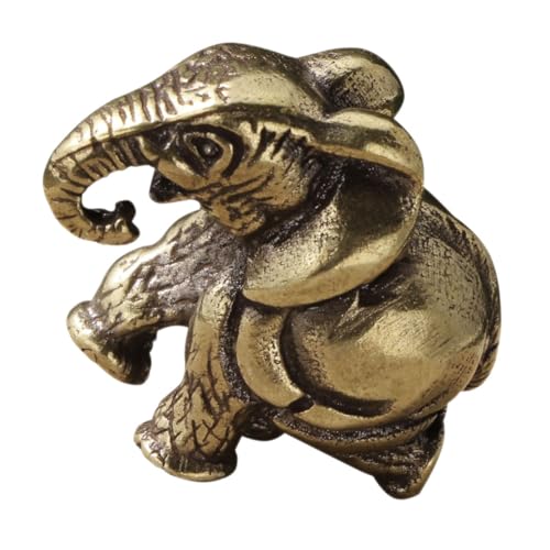 ORFOFE Elefantenornament Aus Messing Feng Shui Tierfigur Elefant Tee Haustier Desktop-Elefanten-Ornament Chinesische Feng-Shui-tierstatue Glückliche Elefantenfigur Elefantendekor Golden von ORFOFE