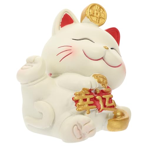 ORFOFE Glückliche Katzenverzierung Reichtumskatzenstatue Cupcake-Topper Mit Katzenfigur Cartoon-katzenstatue Glückskatzen Japanische Katze Miniatur-katzenfiguren Kleine Katzenstatuen Harz von ORFOFE