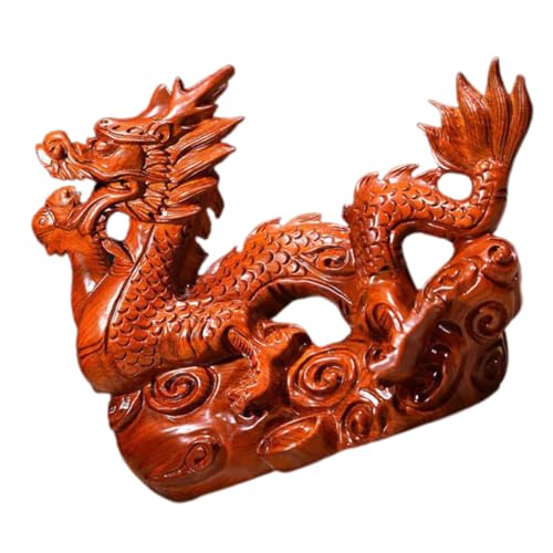 ORFOFE Holzschnitzerei Drachenornamente Spielzeugtiere Tischdekoration Statue Tischdrachenornament Chinesische Drachenskulptur Drachenminiaturfigur Dekorative Drachenfigur von ORFOFE