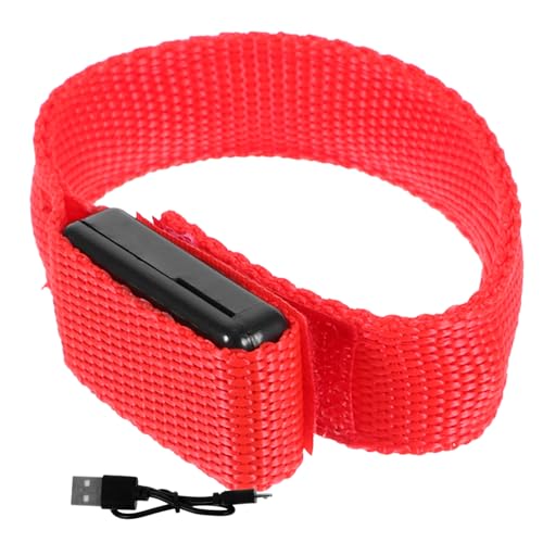 ORFOFE LED-Leuchtarmband party sachen party supplies Sicherheitsarmband campimg LED-Armband aufleuchten LED-Glüh-Armbänder blinkendes Sportarmband wiederaufladbare LED-Armbänder Stoff rot von ORFOFE