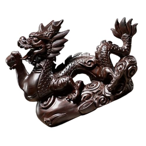 ORFOFE chinesische Drachenfigur Jahr der Drachenfigur Verzierung in Drachenform Desktop-Dekor Dekorative Holzfigur Reichtum Wohlstand Ornament Schreibtisch-Drachenstatue hölzern von ORFOFE