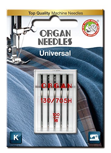 Organ Needles 5105100BL Maschinennadeln, Silber, 100/16 Größe, 5 von Organ