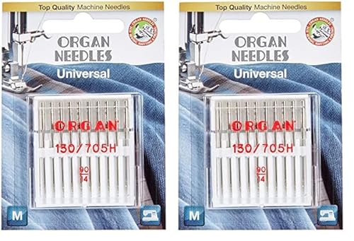 ORGAN NEEDLES 5110090BL Nadeln, Metal, Silber, 90/14 Größe, 10 (Packung mit 2) von ORGAN NEEDLES