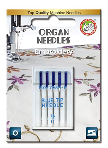 Organ Needles 5507075BL Maschinennadeln, Blau/Silber, 75/11 Größe, 5 von Organ