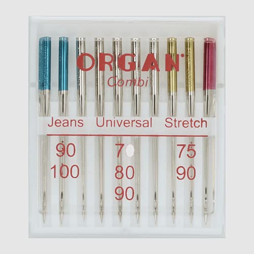 Organ Needles 5111000 Nadeln Kunststoff-Box, Rot/Blau/Silber, Ein Größe, 10 Count von ORGAN NEEDLES