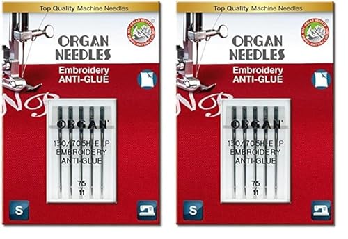 Organ Needles 5117075BL Maschinennadeln, 75/11 Größe, 5, Grau (Packung mit 2) von ORGAN NEEDLES